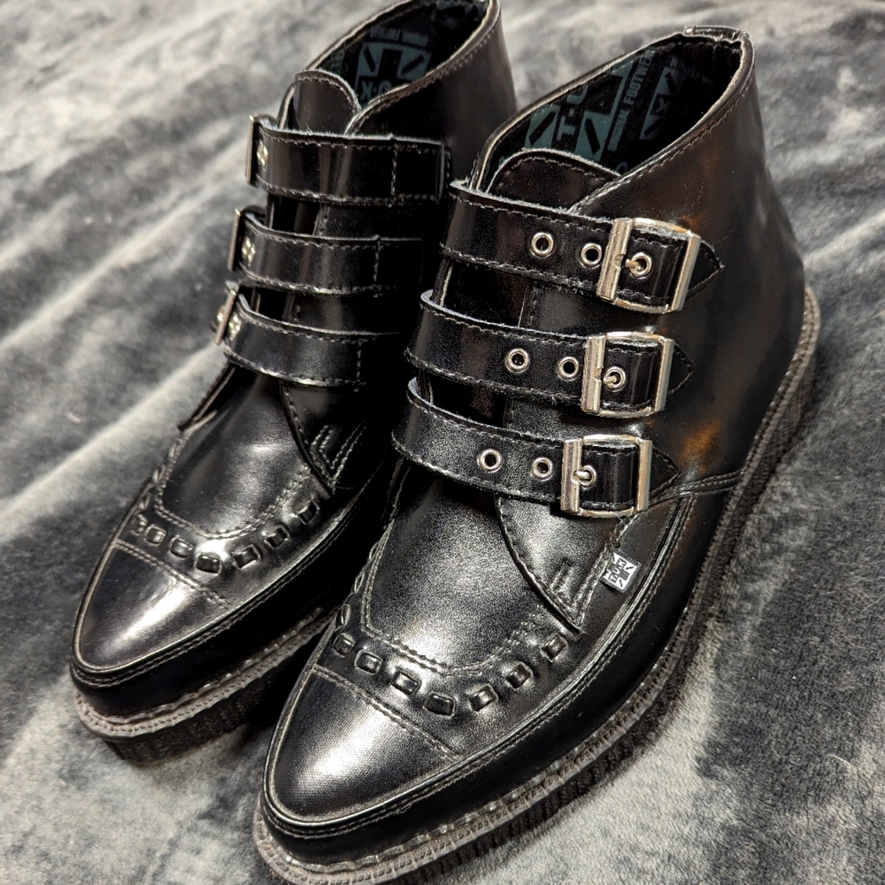 T.U.K Black Leather Ankle Boots